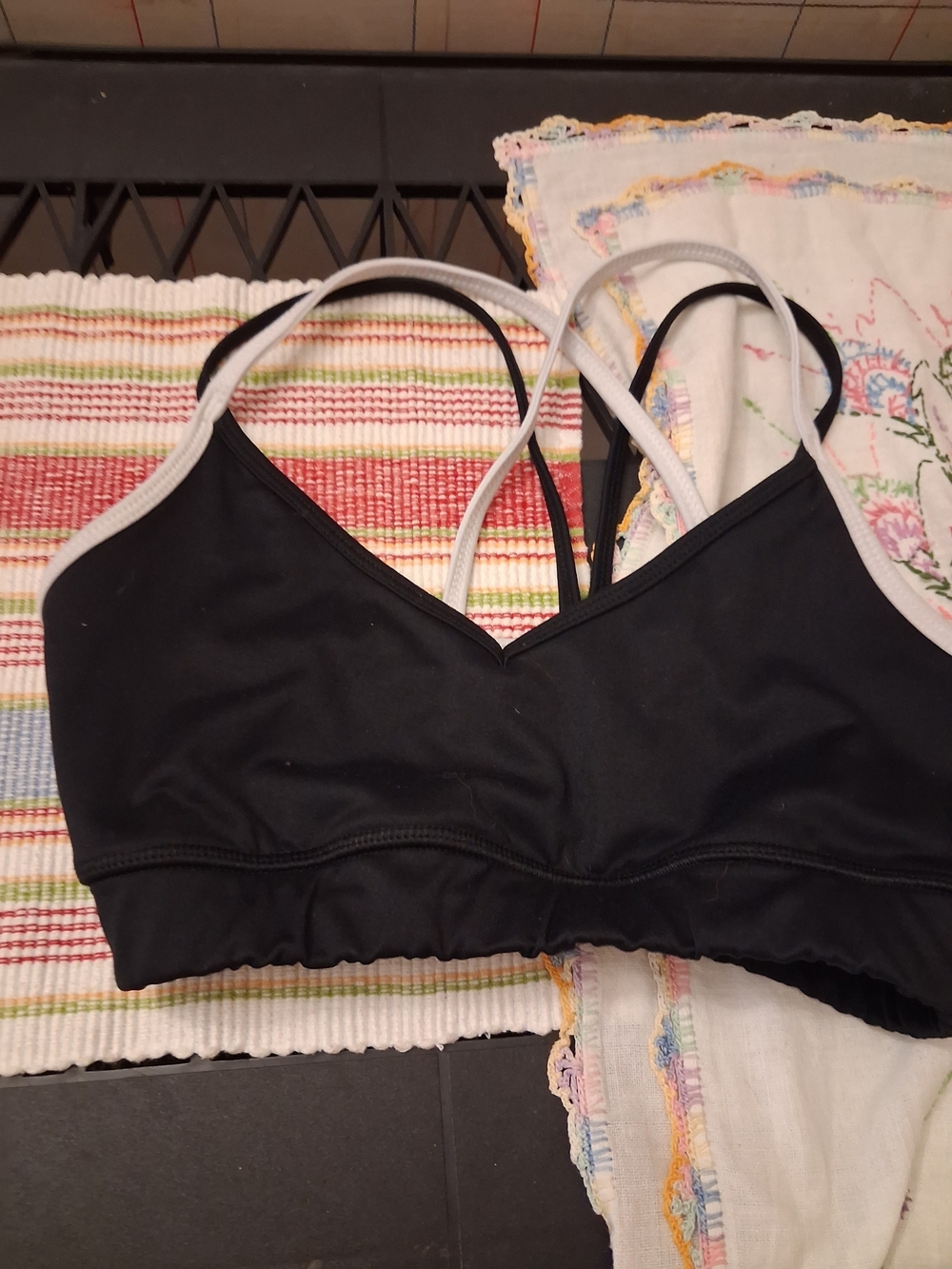 SO Black Sports Bralette with White Trim